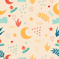 seamless pattern with autumn leaves