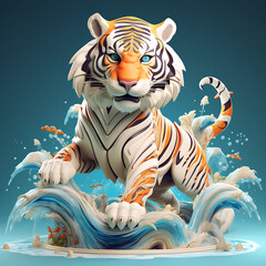 A Wildlife Action World Tiger Animal 3D Style design background