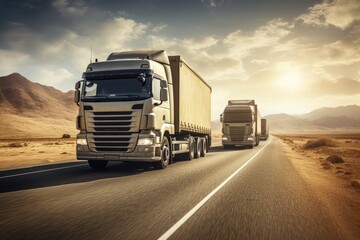Convoy At Dawn: Trucks On the Horizon