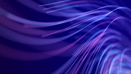 Abstract background of moving lines. Information space strip. Big data visualization. 3d rendering