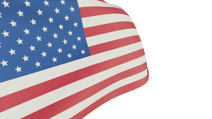 American flag on transparent background. Waving US flag. 3d rendering.  