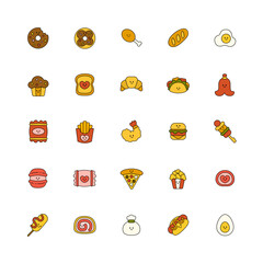 Fast food icon set - Filled line color