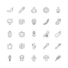 Vegetable icon set - Line monochrome