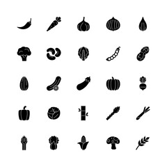 Vegetable icon set - Solid monochrome