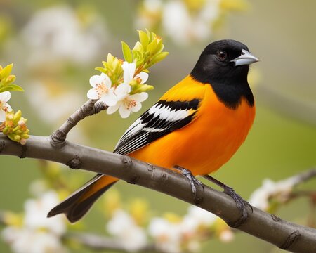 a baltimore oriole sitting on a branch