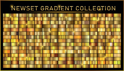 Golden gradient set background vector icon texture metallic illustration for frame, ribbon, banner, coin and label.