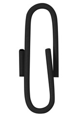 Black paperclip on a blank background.