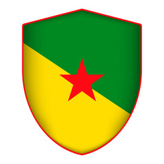 French Guiana flag in shield shape. Vector illustration.