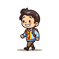 Cute Boy Going To School , Cartoon , Illustration, Cartoon PNG
