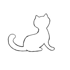 Black outline of a cat on a white background