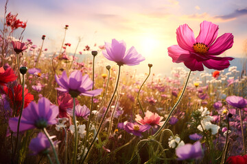 field of flowers, floral background