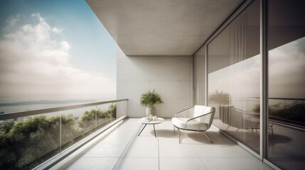 A minimalist balcony with a touch of elegance. AI generated