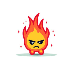 Cute Angry Fire Element , Cartoon , Illustration, Cartoon PNG
