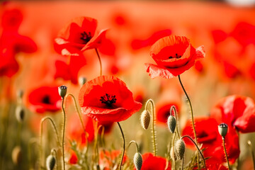 red poppy flowers in field