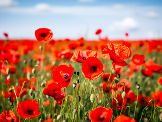Fototapeta premium red poppy field, red poppies