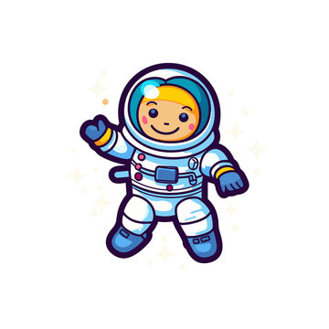 Cute Astronaut Flying With Star , Cartoon , Illustration, Cartoon PNG