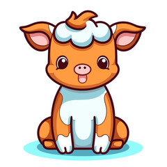 Cute Baby Cow Sitting , Cartoon , Illustration, Cartoon PNG