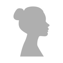 Vector illustration. Gray silhouette of a adult woman on a white background. Suitable for social media profiles, icons, screensavers and as a template.