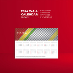 CMYK Colors Profile Single Page 2024 Wall Calendar Template with Space for Picture