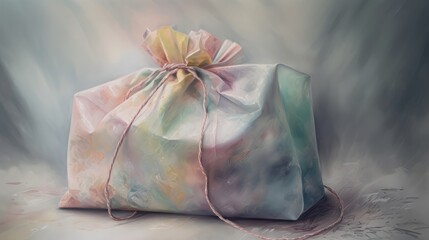 A misplaced gift bag lost in the serenity. AI generated