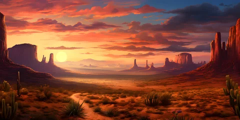 Meubelstickers Arizona desert with cactus illustration background © AhmadSoleh