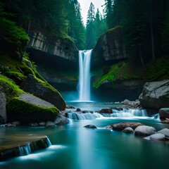 Nature's Resounding Waterfall. Generative AI