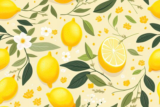 seamless pattern with cute lemons illustrations,a simple design for baby room decor and nursery decoration.lemons illustrations for nursery decor.
