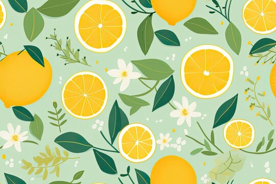 seamless pattern with cute lemons illustrations,a simple design for baby room decor and nursery decoration.lemons illustrations for nursery decor.
