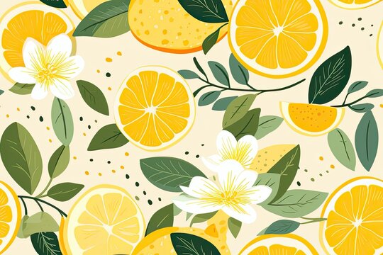 seamless pattern with cute lemons illustrations,a simple design for baby room decor and nursery decoration.lemons illustrations for nursery decor.
