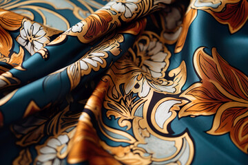 Colorful and ornate textile with a vibrant design, perfect for fashion.