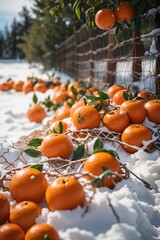 tangerines in the snow