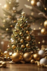 Fototapeta na wymiar gold christmas tree