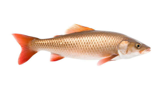 A transparent side view photo of a fish.