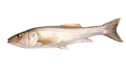 A transparent side view photo of a haddock.