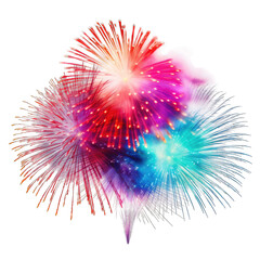 Colorful celebration fireworks isolated on transparent background