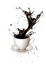 White cup and coffee splashes illustration