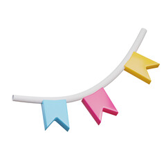 Bunting Flag Party 3D Illustration