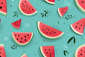 seamless pattern with cute Watermelon,a simple design for baby room decor and nursery decoration.Watermelon illustrations for nursery decor.
