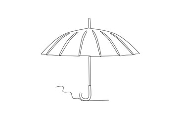 An open umbrella. Umbrella one-line drawing