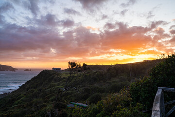 A Beautiful Sunset on Chiloe Island in Northern Patagonia Chile Looking Towards the Pacific Ocean
