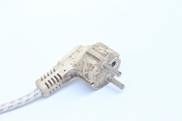 Vintage power plug, isolated on white background