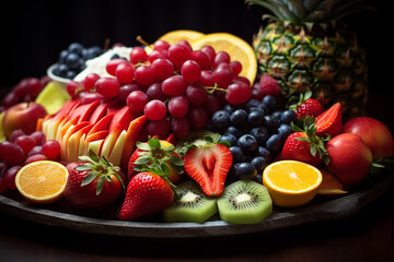 Fresh Fruit Platter. Generative AI.