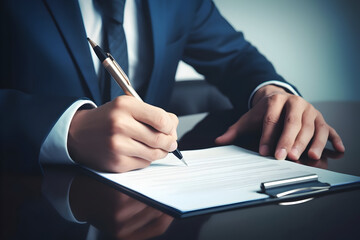 A Businessman Uses a Pen to Place a Correct Sign Mark in a Checkbox on a Document Control Checklist, Ensuring Quality and Approving Business Projects