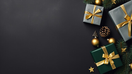 Fototapeta na wymiar Beautiful gift boxes and Christmas decor