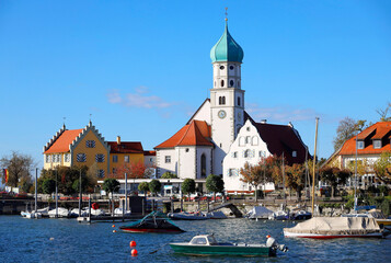 Fototapeta premium The City Wasserburg at the Lake Constance, Bavaria in Germany, Europe