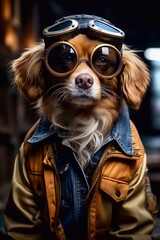 dog wearing clothes and glasses, generative ai 