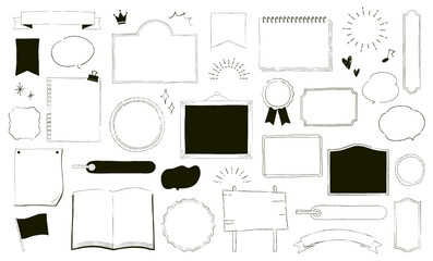 黒の手描きのフレームイラストセット