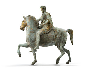 Rome, Italy, the golden bronze equestrian Statue of Marcus Aurelius, PNG