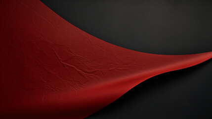 Curved abstract red and black colored paper background. Generative AI.
