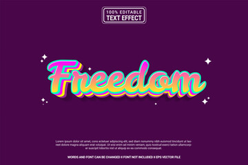 Editable text effect Freedom 3d cartoon template style modren premium vector